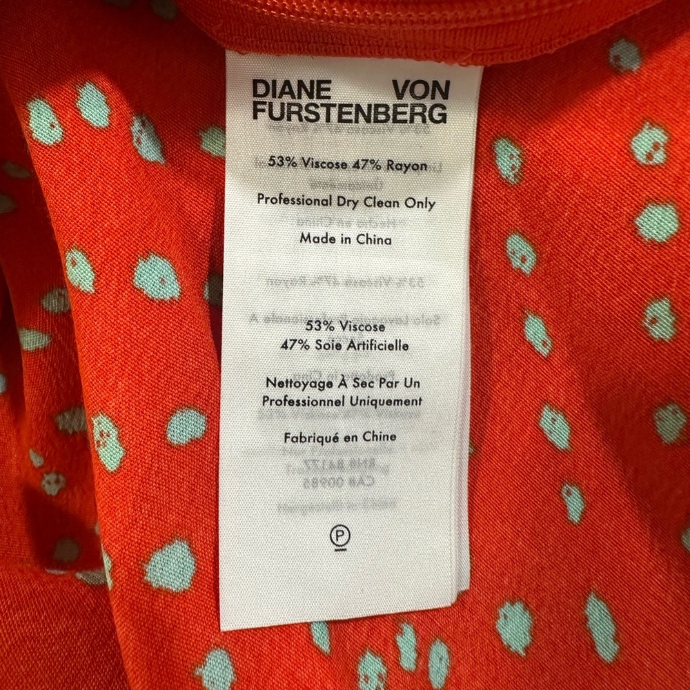 Diane Furstenberg Elegant Red/Turquoise Polka Dot Print Dress Sz 6 - Picture 8 of 8